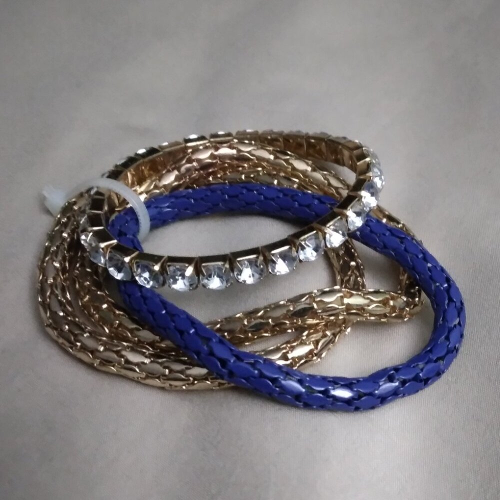 Group of bracelets, metal, never worn, slight stretch.